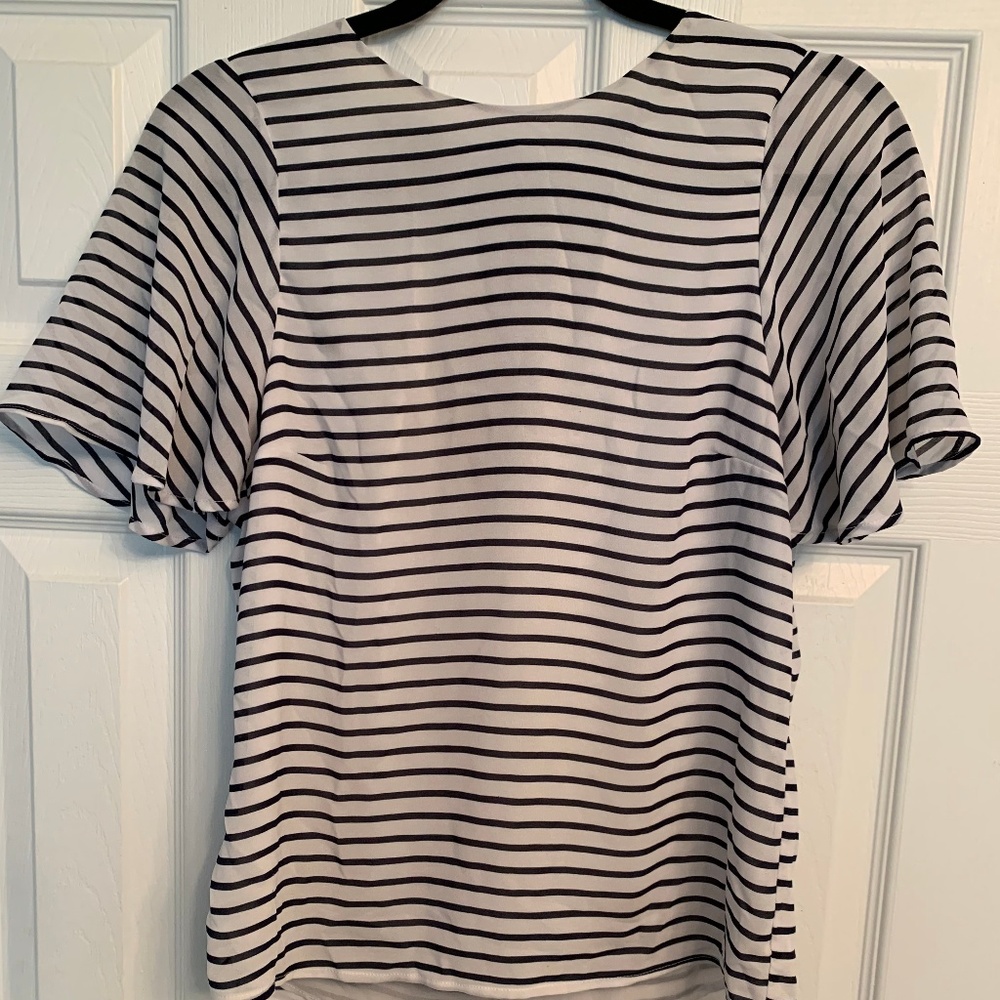 H&M Blouse - White and Blue Stripes - Size 6